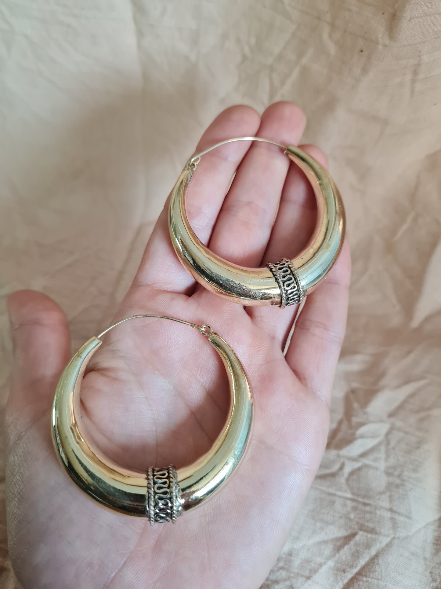 Tribal Brass Hoops Earrings