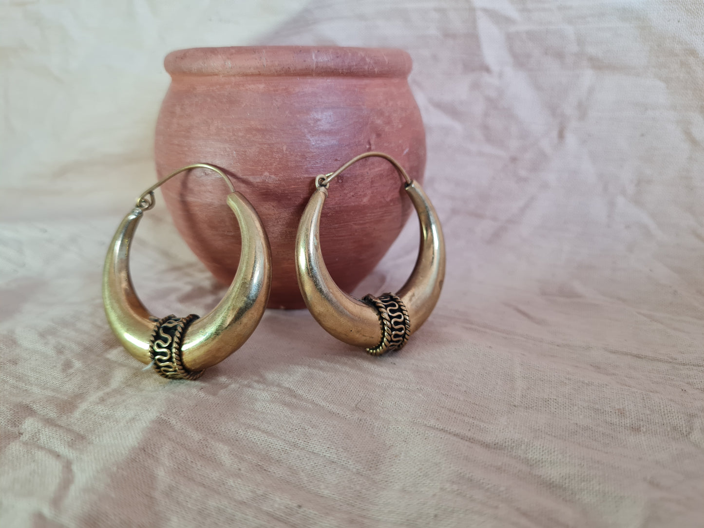 Tribal Brass Hoops Earrings