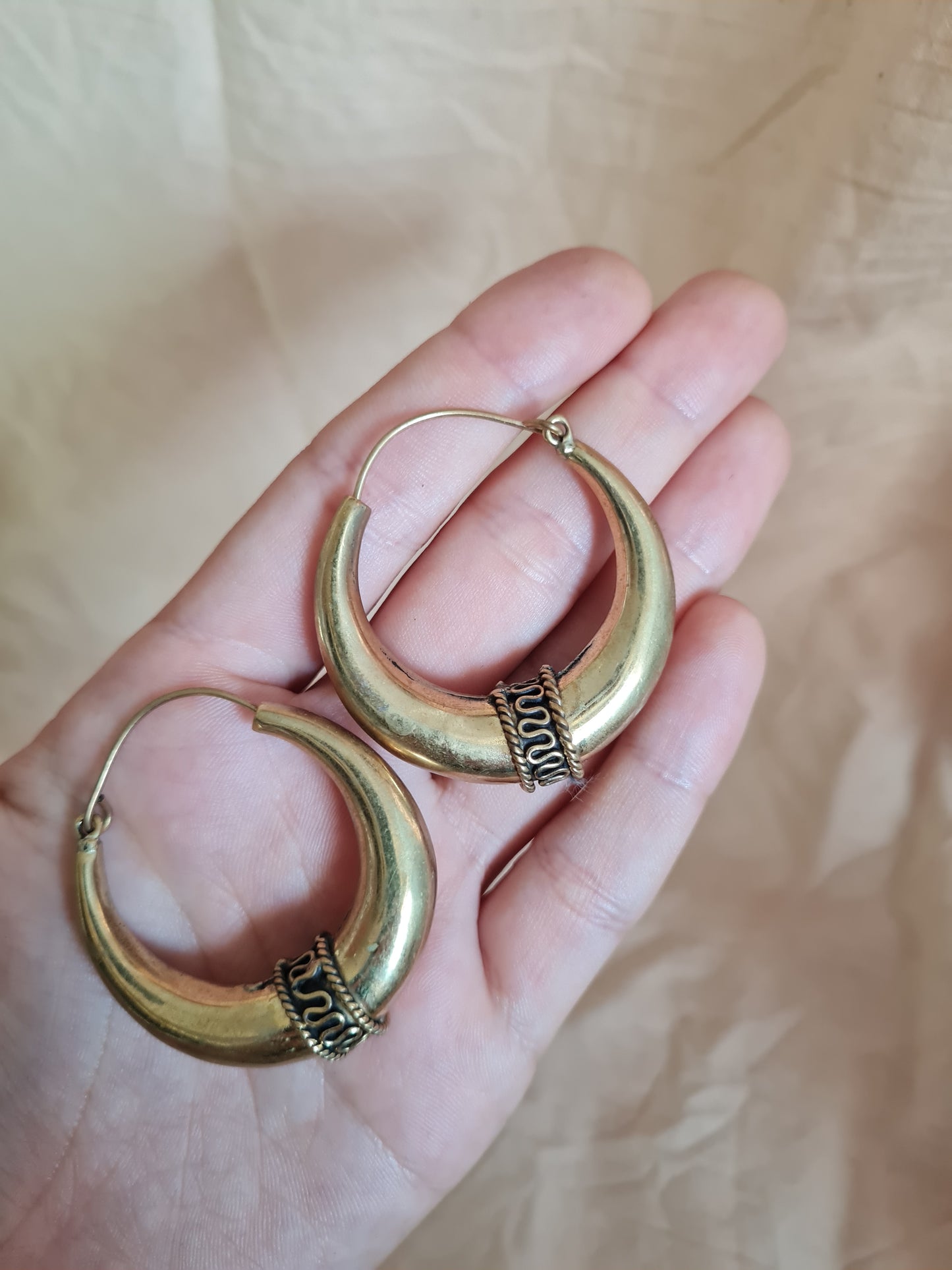 Tribal Brass Hoops Earrings