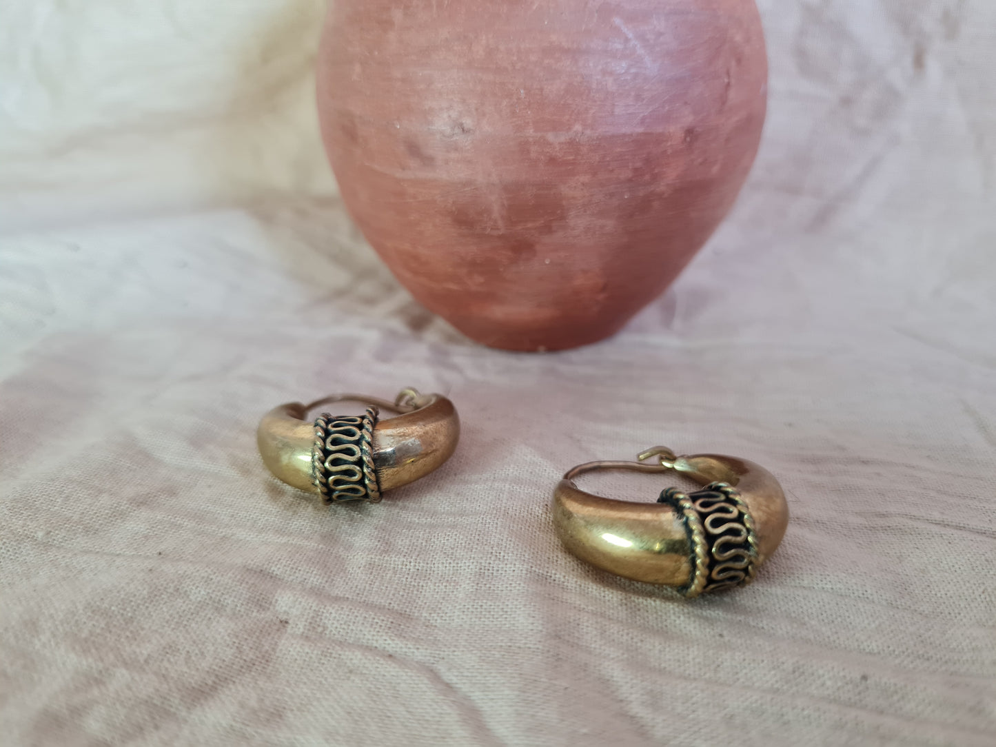 Tribal Brass Hoops Earrings