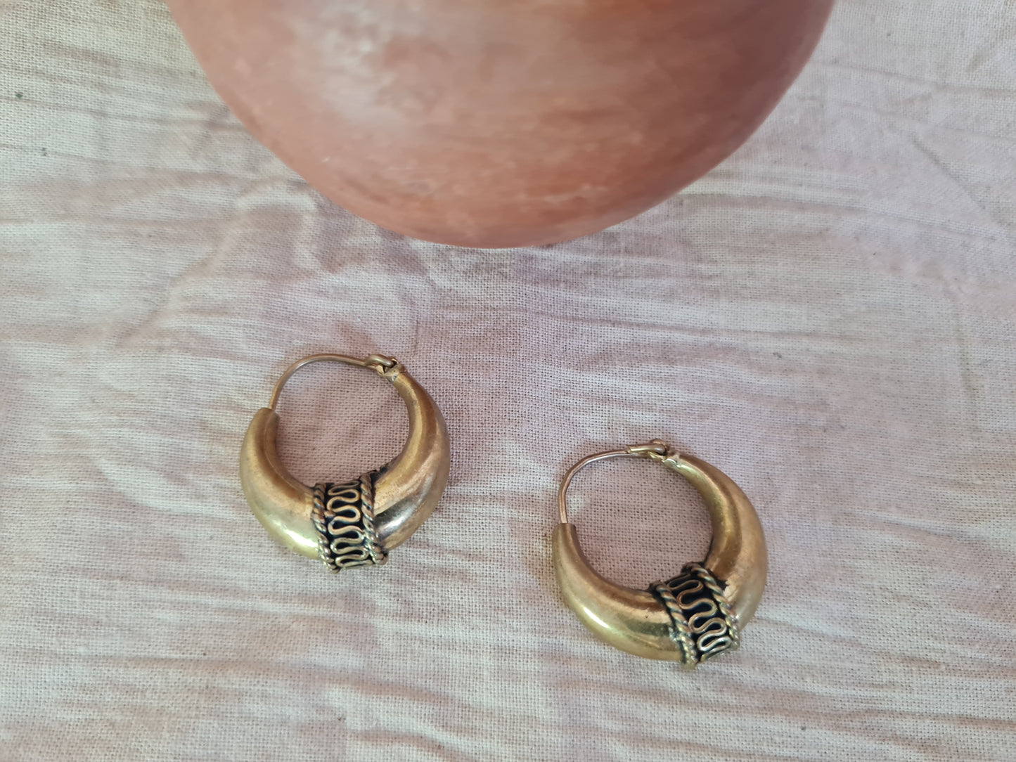 Tribal Brass Hoops Earrings
