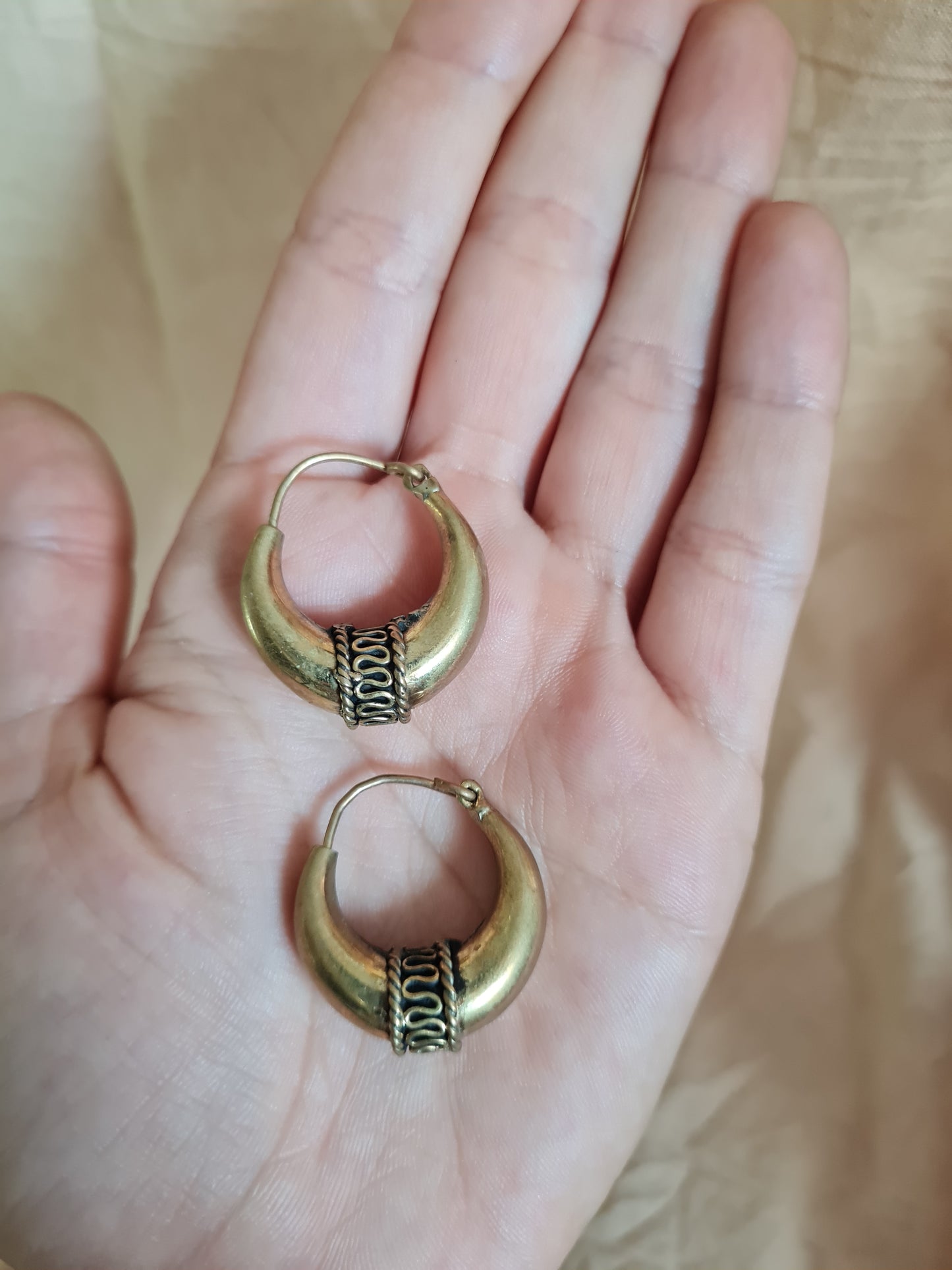 Tribal Brass Hoops Earrings