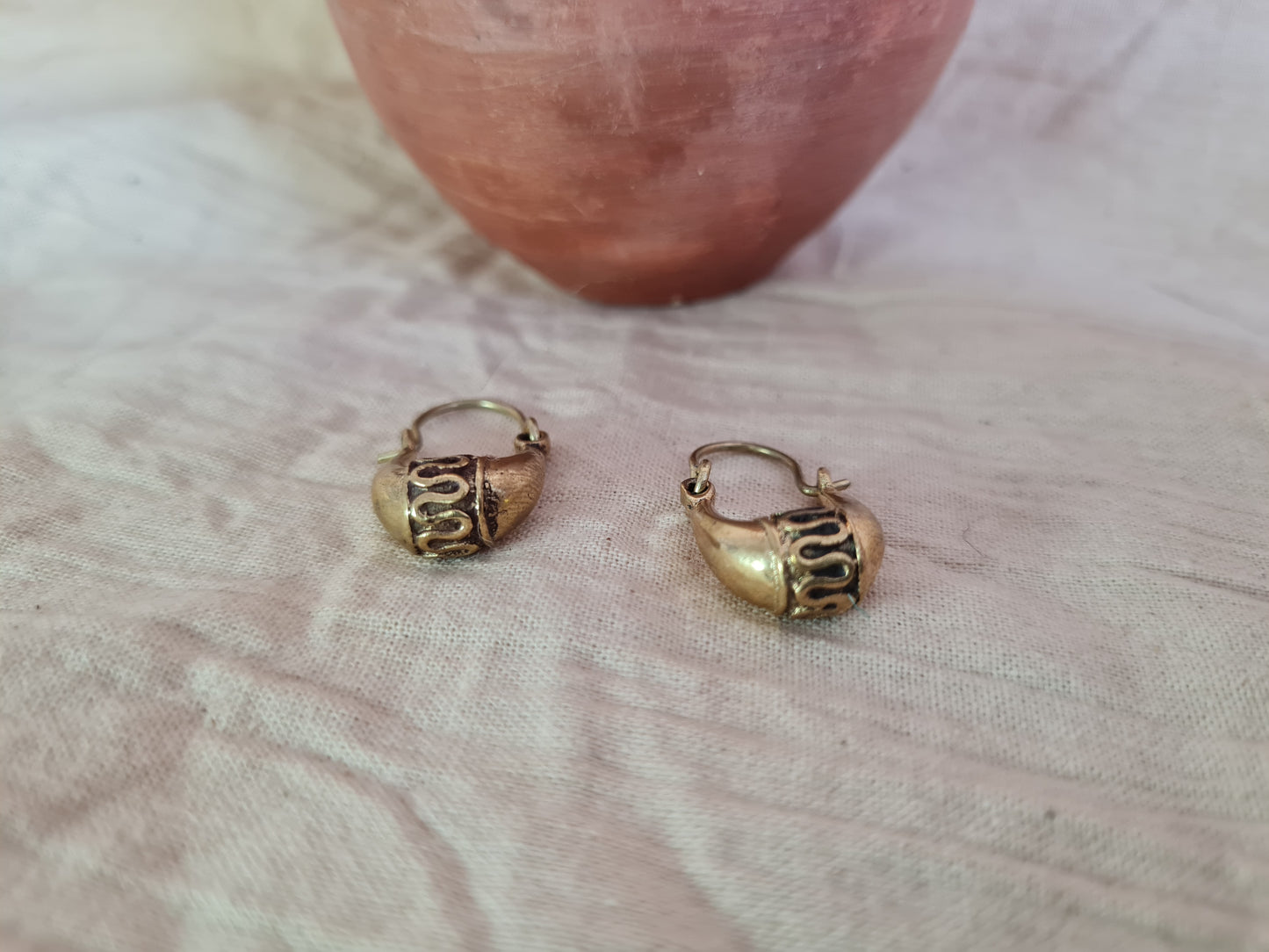 Tribal Brass Hoops Earrings