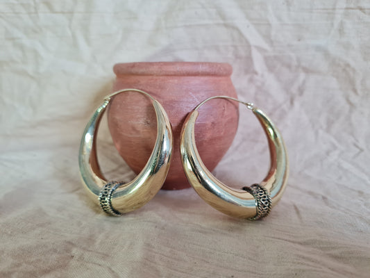 Tribal Brass Hoops Earrings