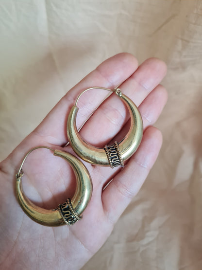 Tribal Brass Hoops Earrings
