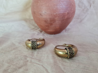 Tribal Brass Hoops Earrings
