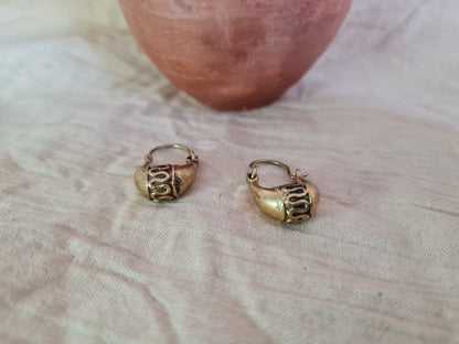 Tribal Brass Hoops Earrings