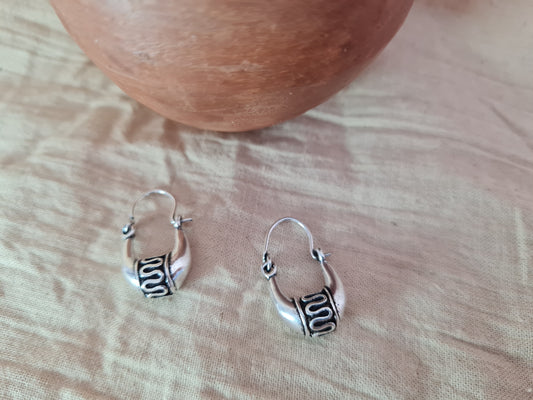 Tribal P-Sliver Hoop Earrings